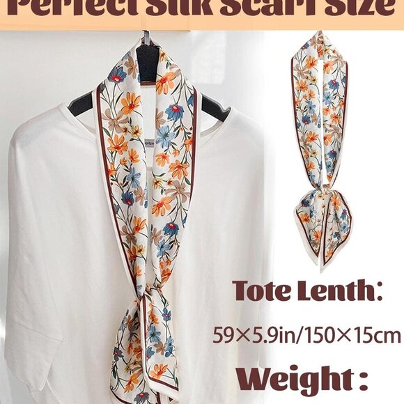 59" Mulberry Silk Like Head Scarf Women's Fashion Square Neck Satin Scarfs for B - Picture 2 of 7